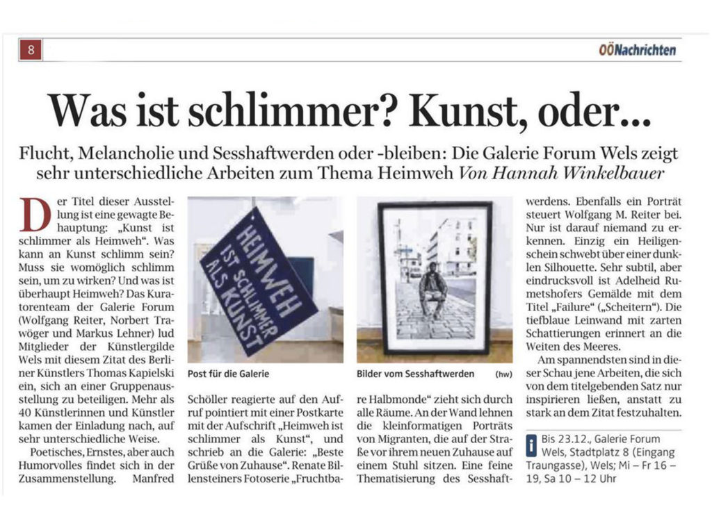 Ausstellung in der Galerie Forum Wels Nachrichten OOE Kultur Bericht Renate Billensteiner